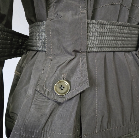 MARC AUREL Olive Green Belted Hidden Hood Jacket. Size 40/ Medium - Picture 7 of 16